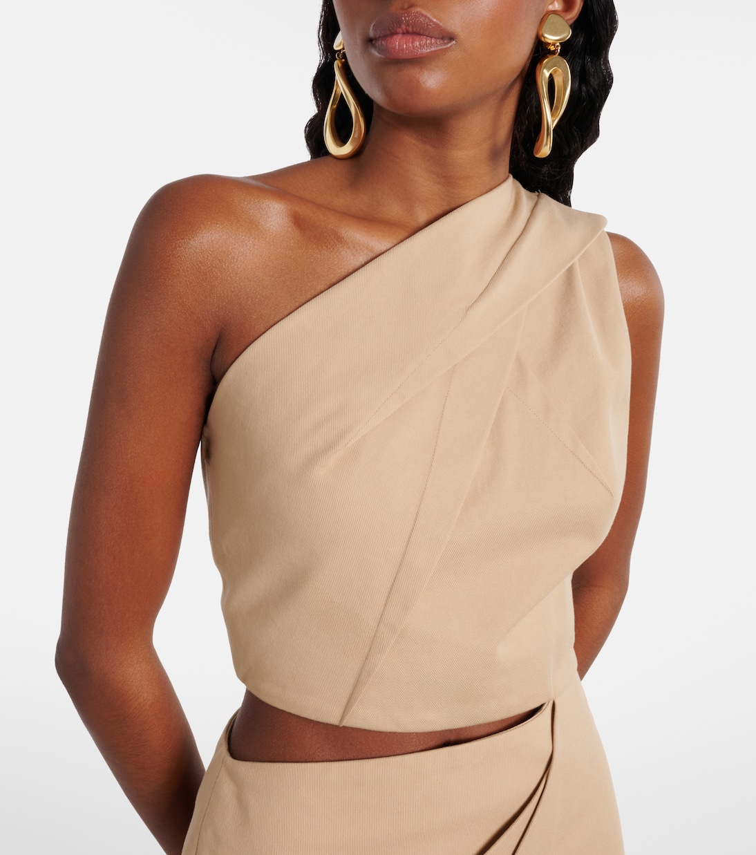 One-Shoulder-Maxikleid aus Twill | Max Mara