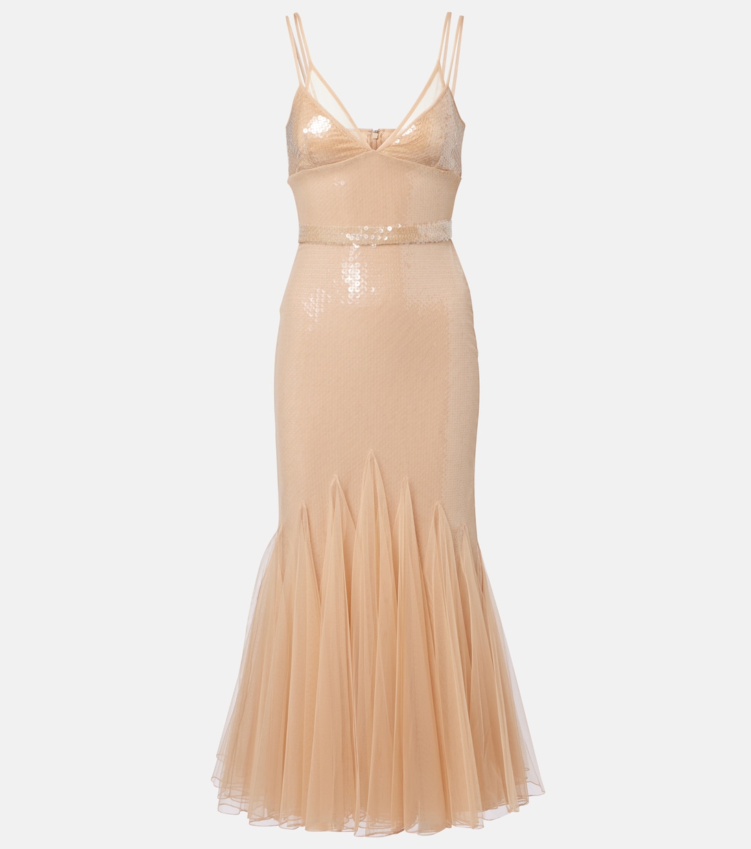 Cocktailkleid mit Pailletten und Tüll | David Koma