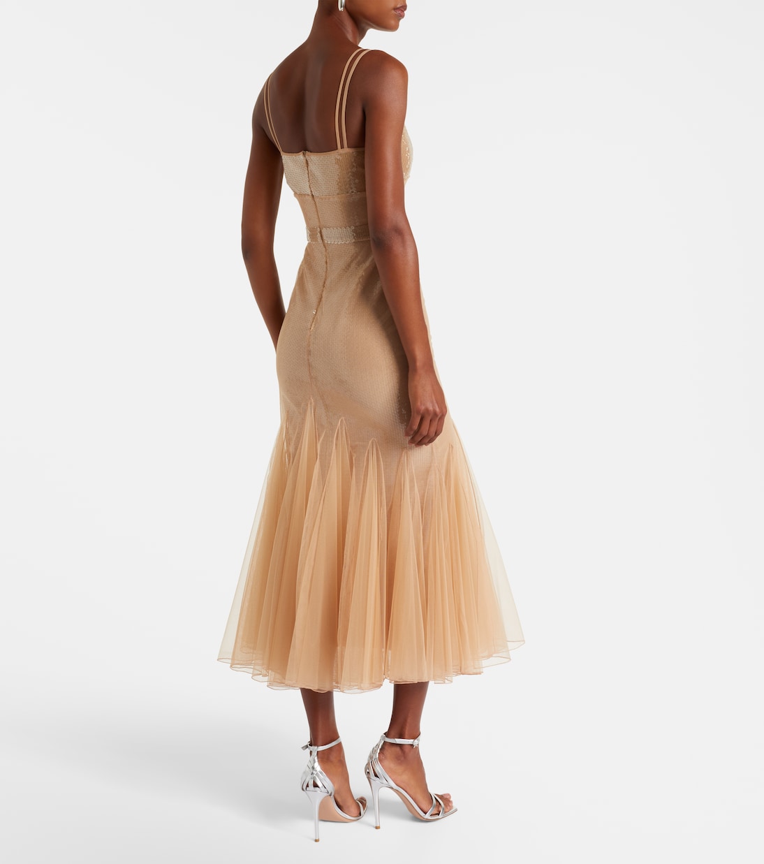 Cocktailkleid mit Pailletten und Tüll | David Koma