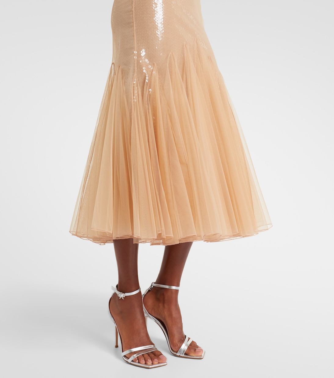 Cocktailkleid mit Pailletten und Tüll | David Koma