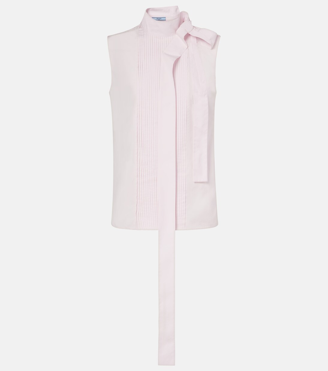 Bow-detail pleated cotton poplin top | Prada
