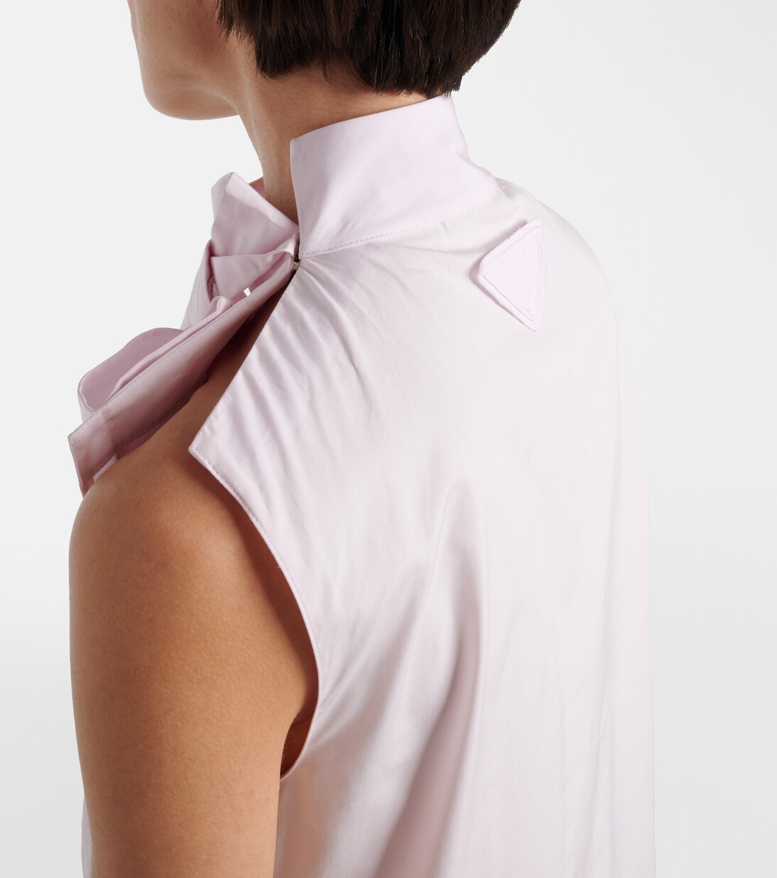Bow-detail pleated cotton poplin top | Prada