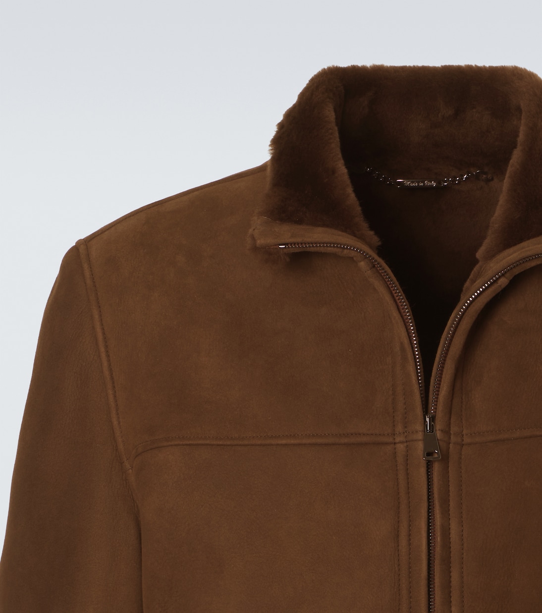 Shearling-lined suede bomber jacket | Thom Sweeney