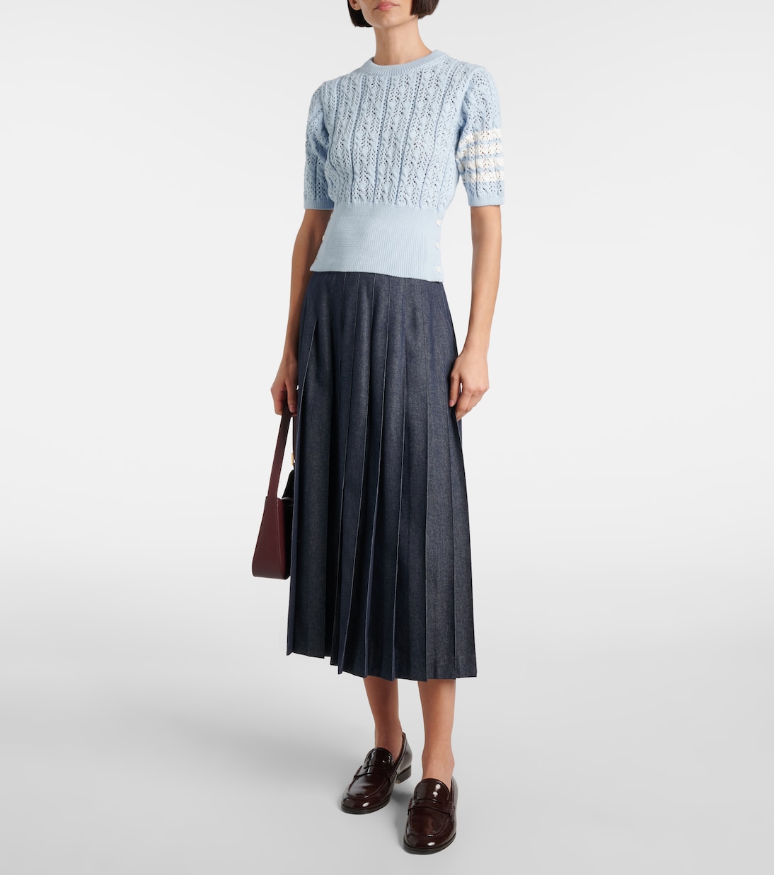 Top 4-Bar in pointelle di cotone | Thom Browne