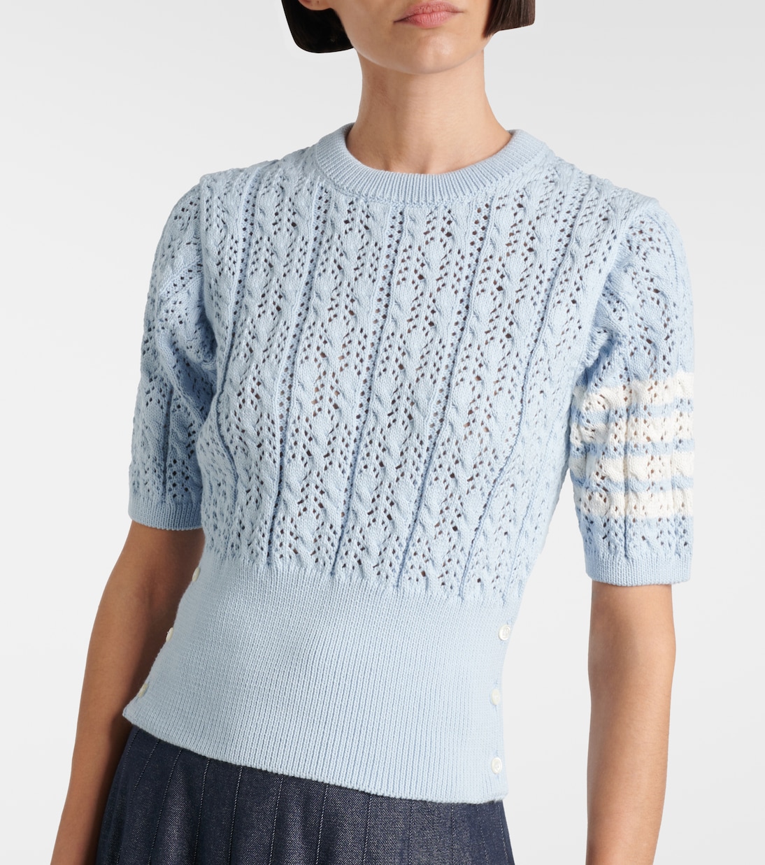 Top 4-Bar in pointelle di cotone | Thom Browne