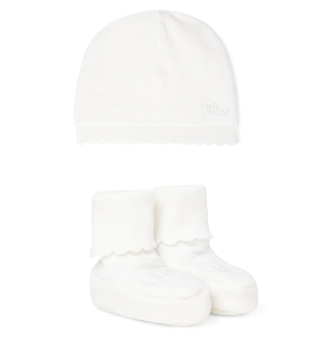 Baby set of cotton and cashmere beanie and booties | Chloé Kids