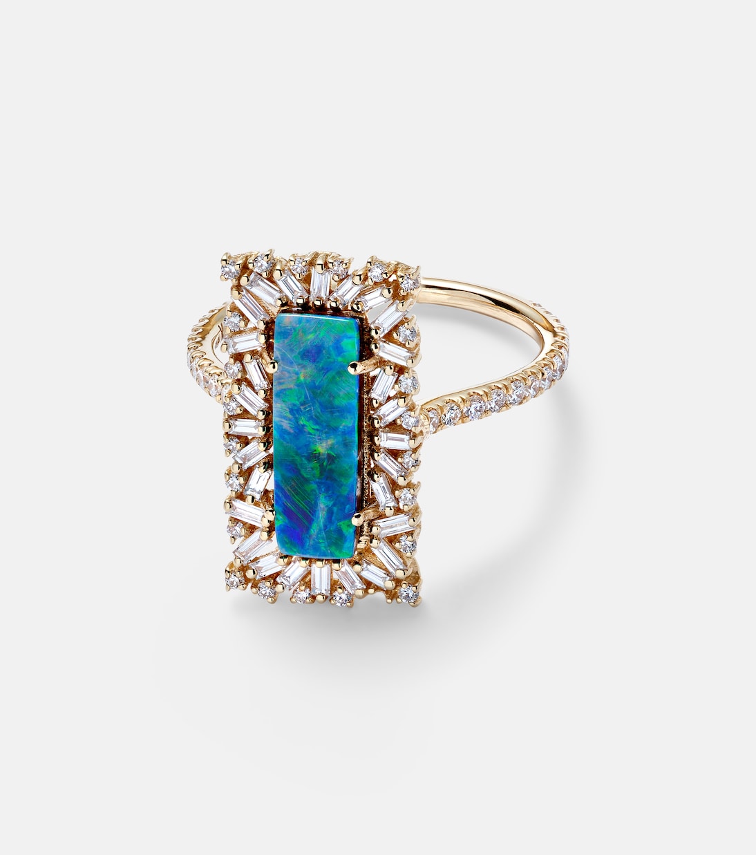 18kt gold ring with opal and diamonds | Suzanne Kalan