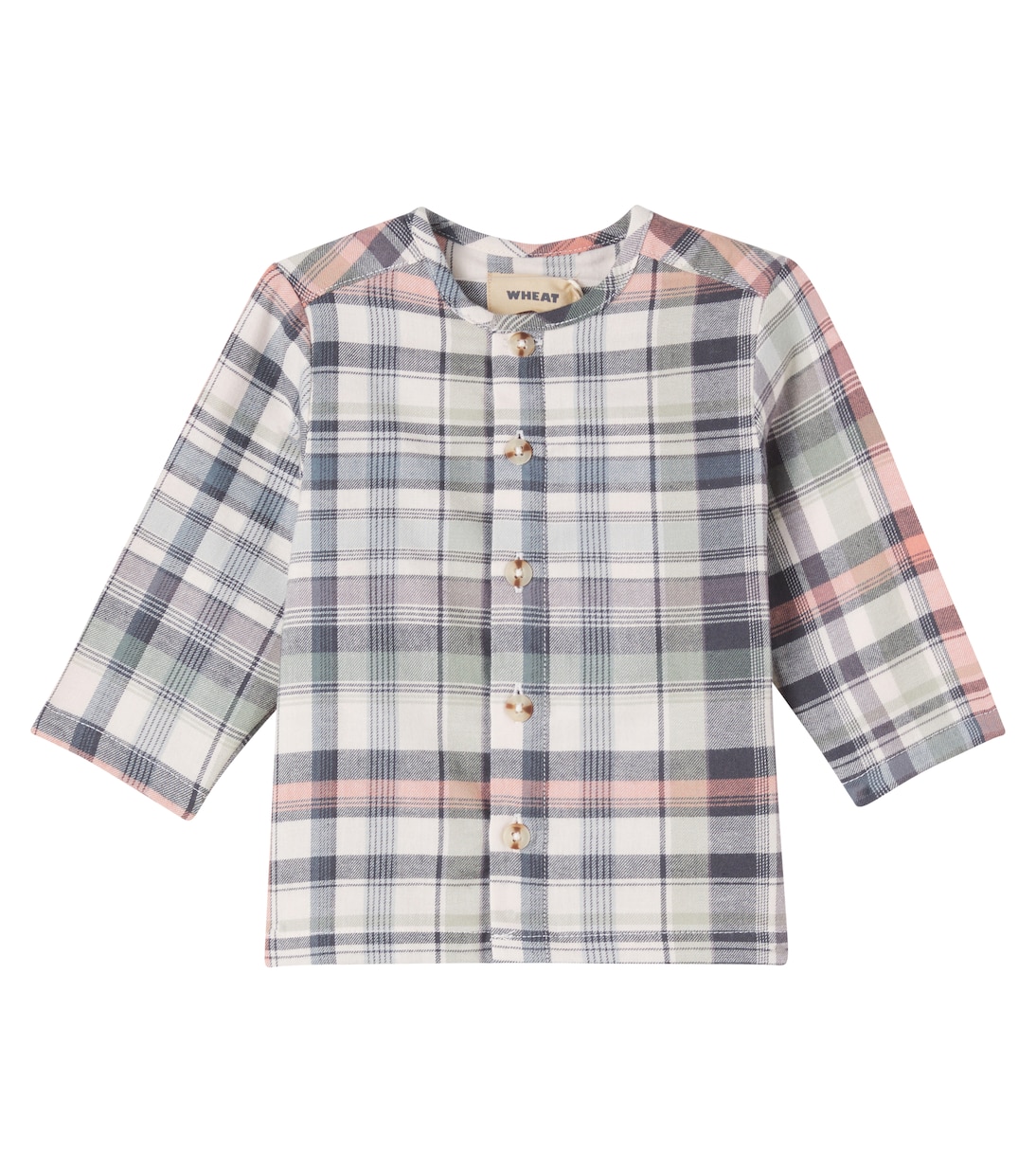 Baby Shelby checked cotton shirt | Wheat
