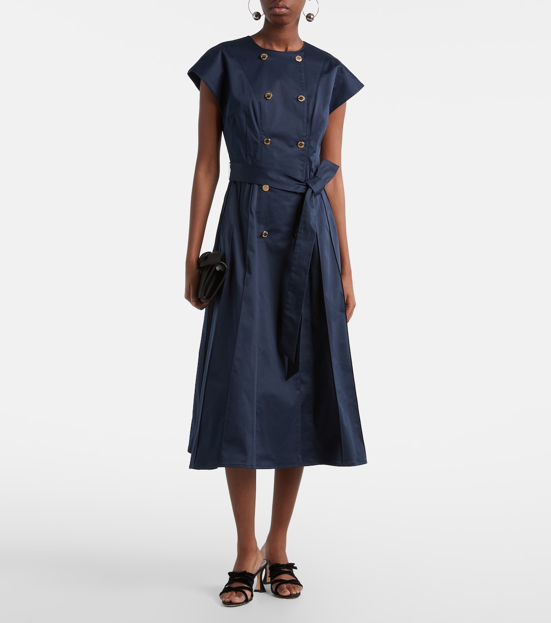 Cotton-blend sateen midi dress | Carolina Herrera