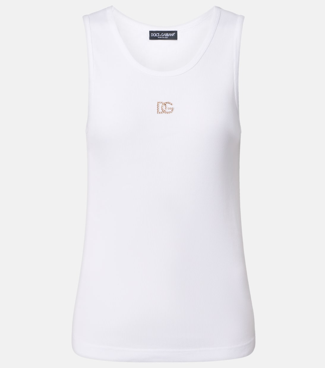 DG embellished ribbed-knit cotton tank top | Dolce&Gabbana