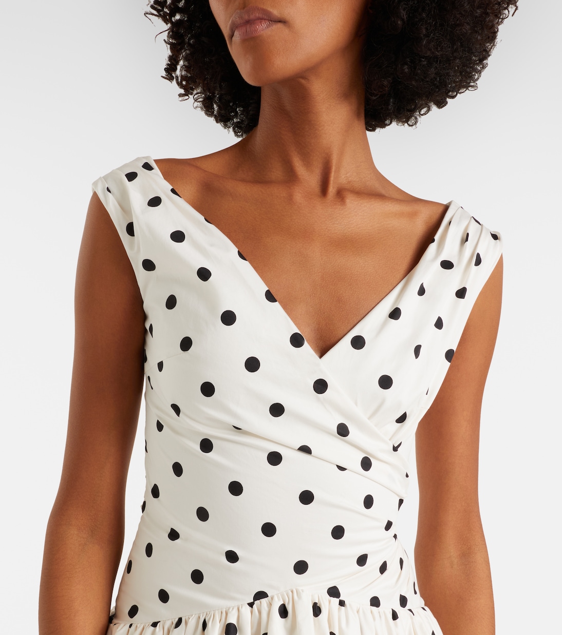 Polka-dot off-shoulder cotton midi dress | Self-Portrait