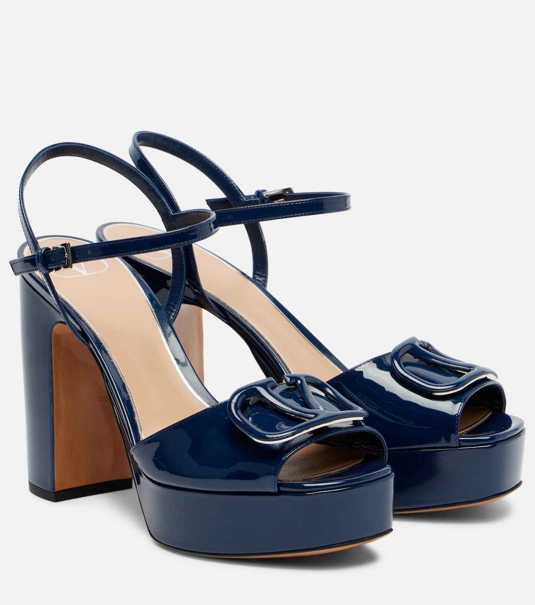 VLogo 115 patent leather platform sandals | Valentino Garavani