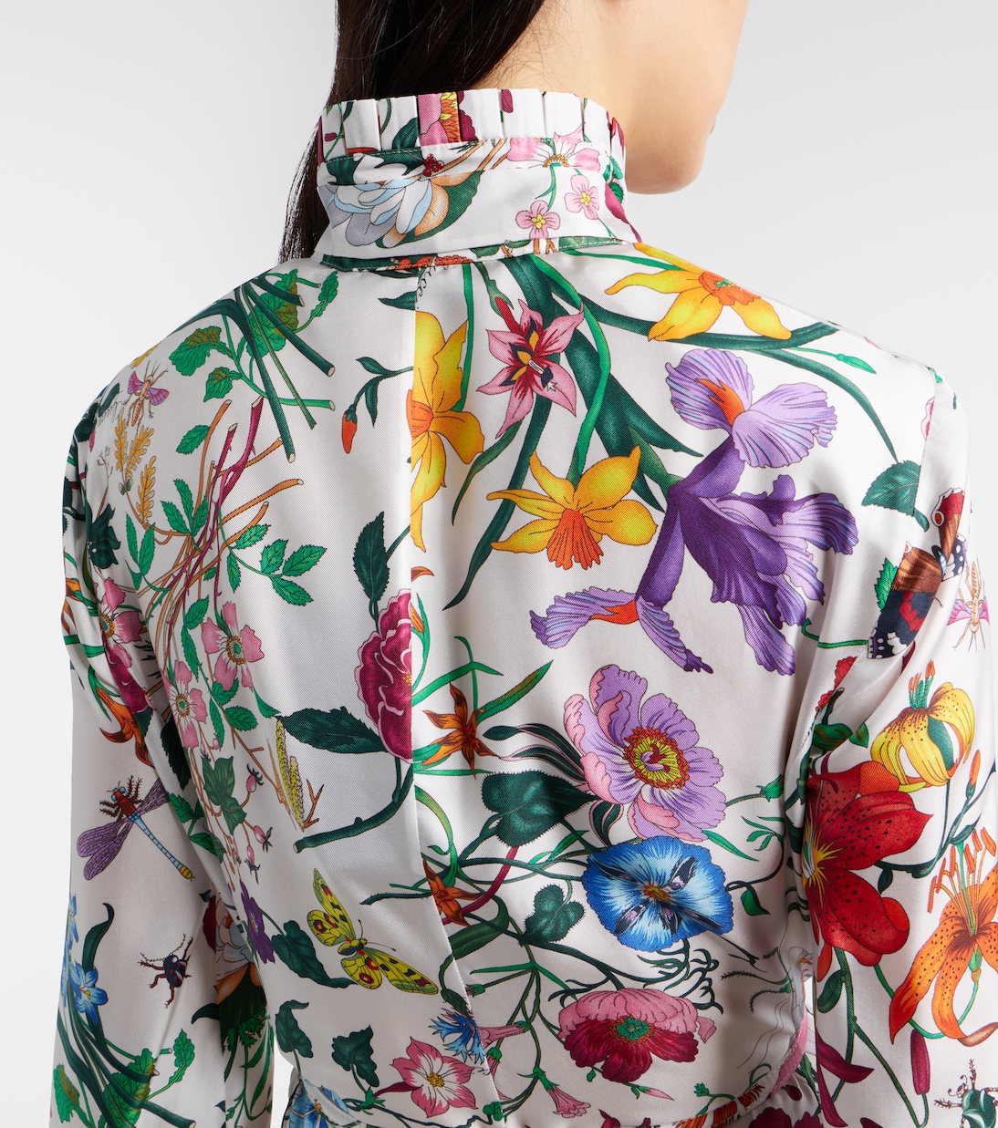 Floral belted silk twill gown | Gucci