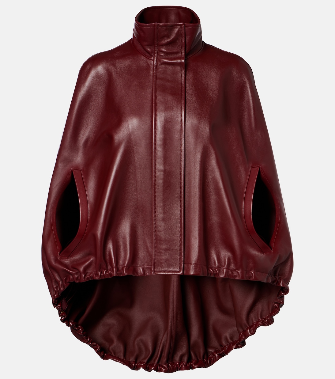 Asymmetric gathered leather cape | Balenciaga