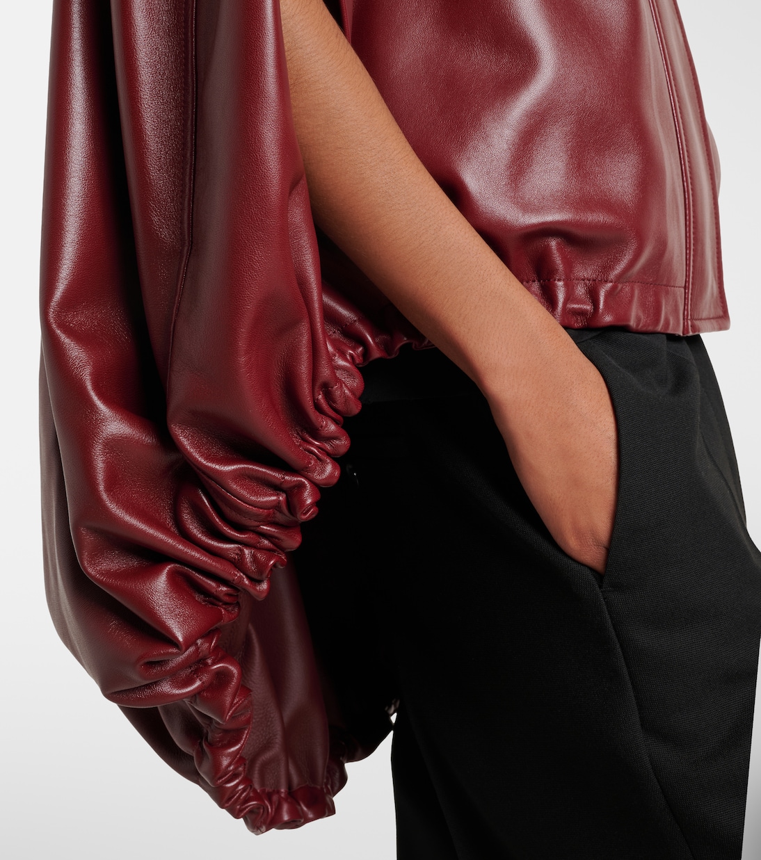 Asymmetric gathered leather cape | Balenciaga