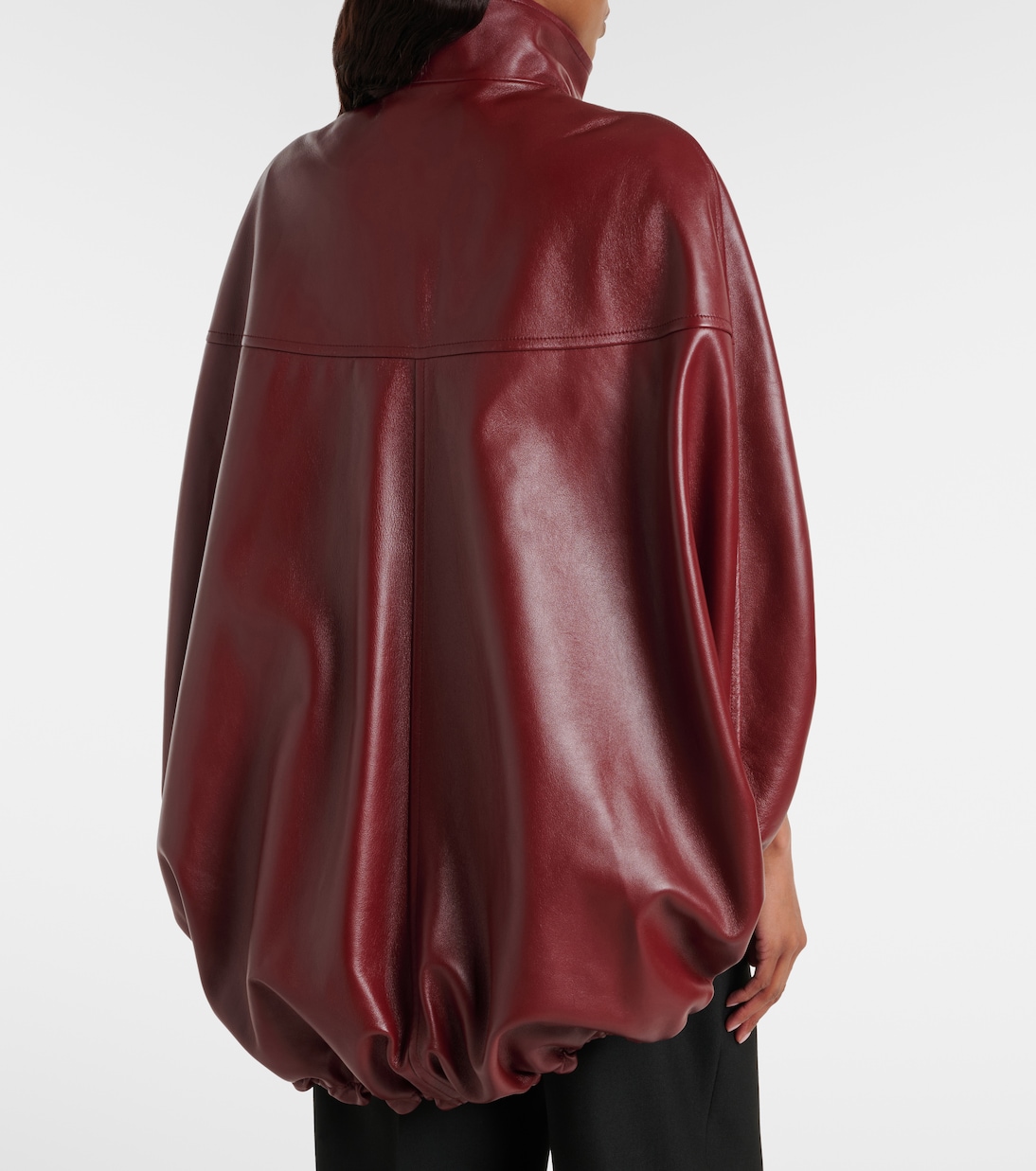 Asymmetric gathered leather cape | Balenciaga