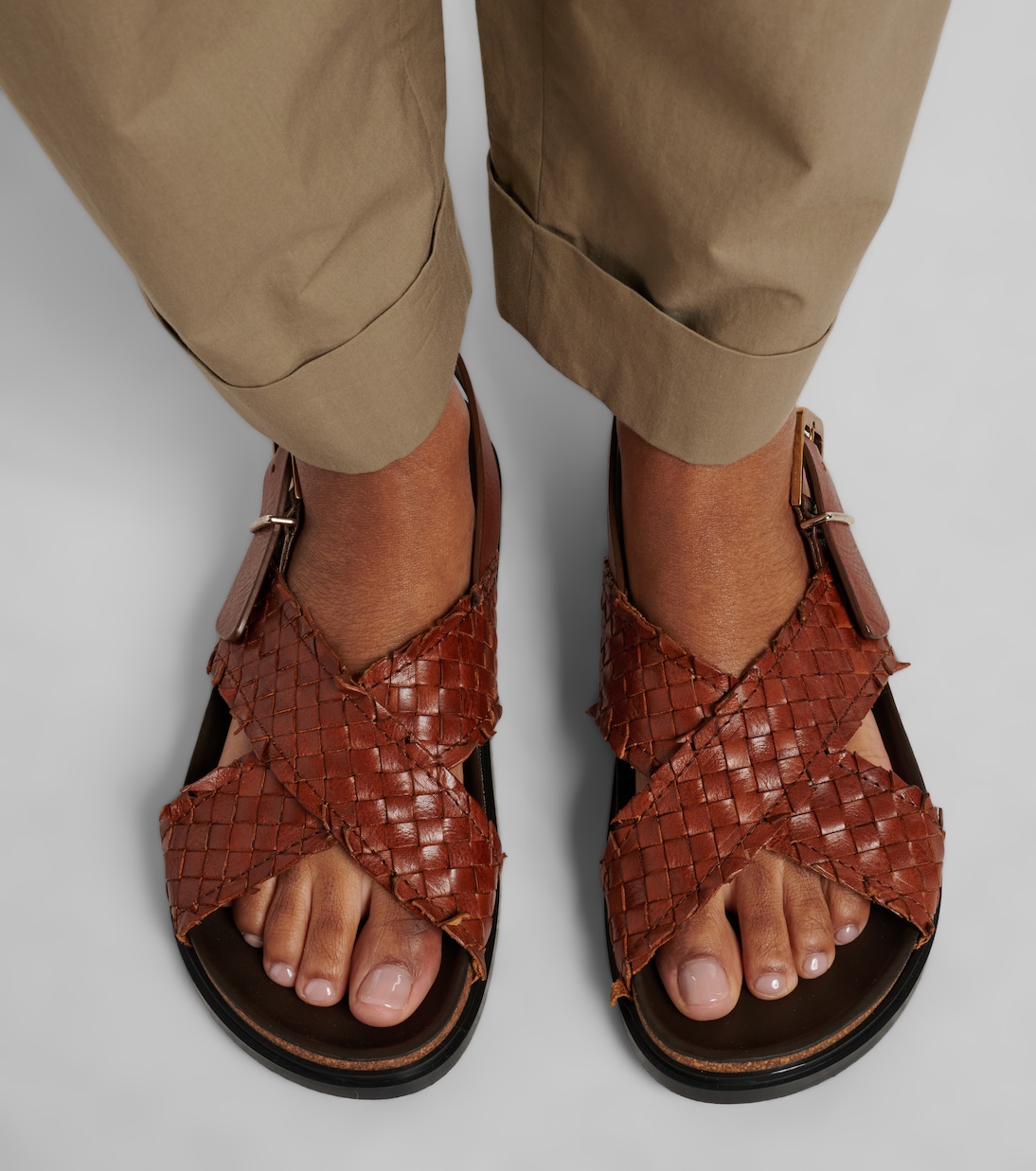 Buckle leather slingback sandals | The Row