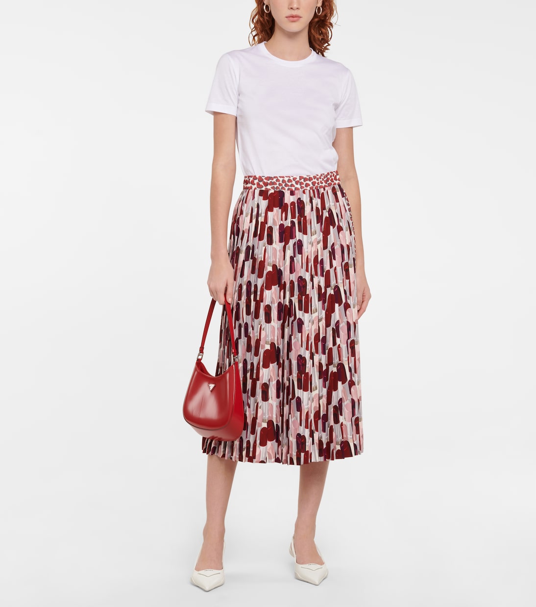 Jupe midi imprimée en crêpe | Prada