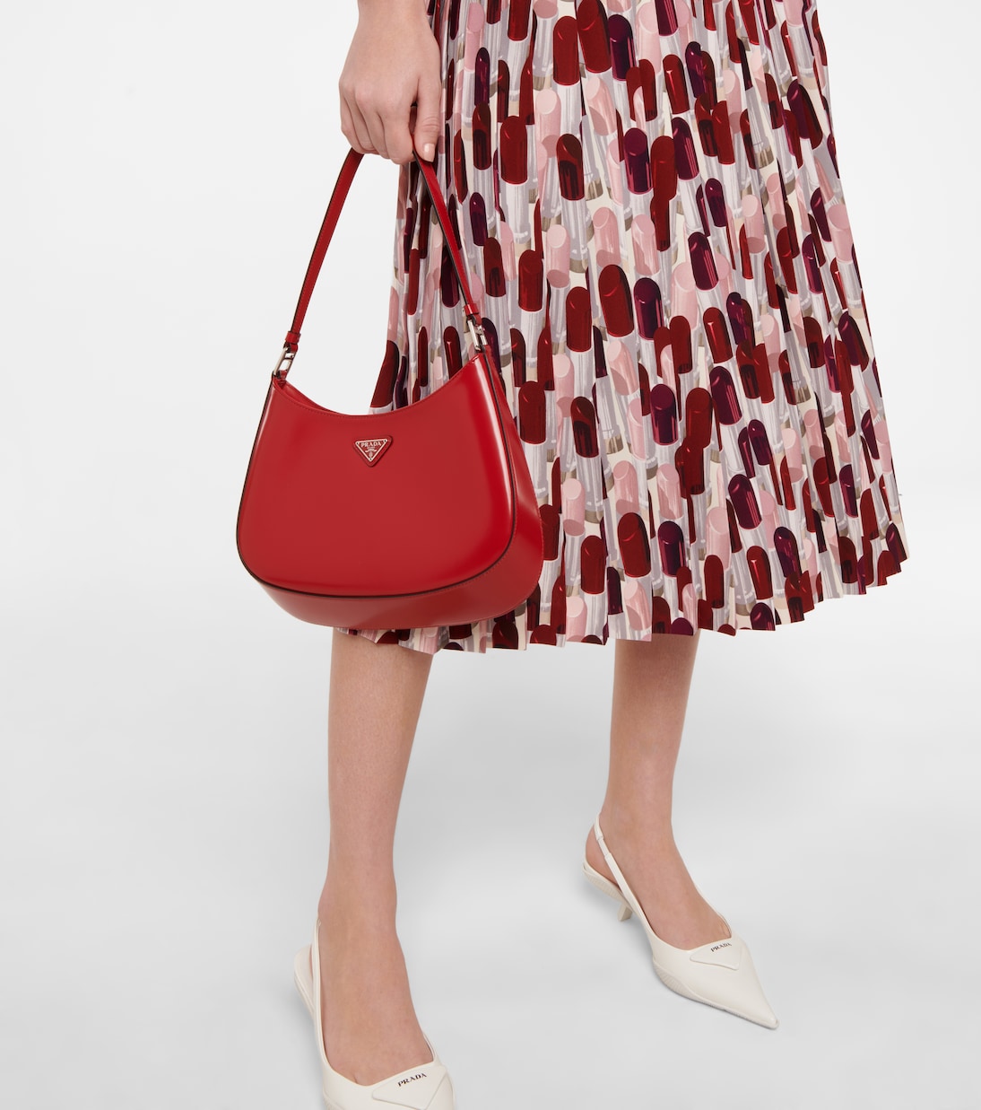 Jupe midi imprimée en crêpe | Prada