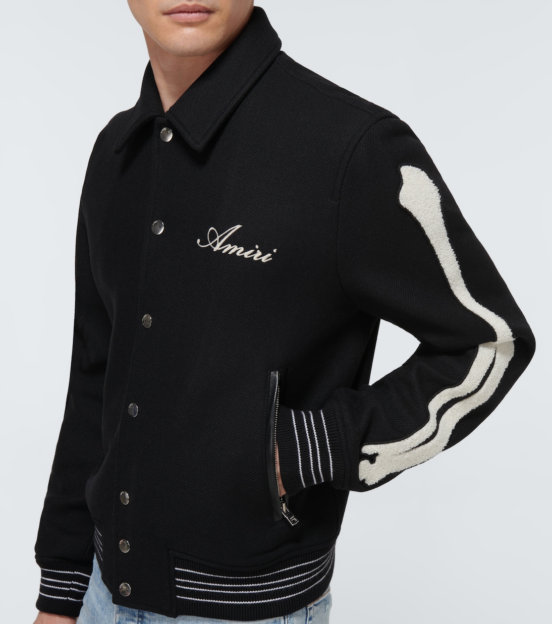 Bones wool-blend varsity jacket | Amiri