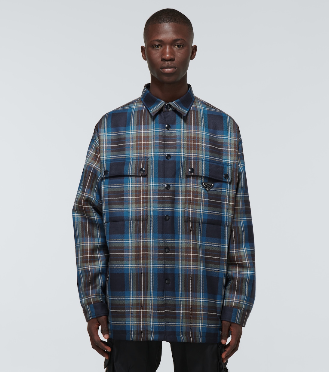 Checked wool padded overshirt | Prada