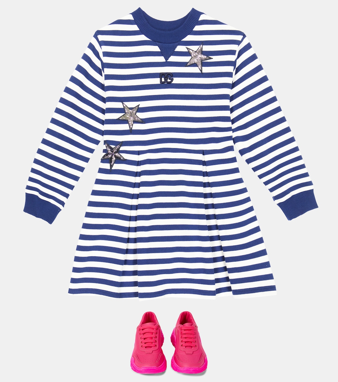 Abito in jersey di cotone a righe | Dolce&Gabbana Kids