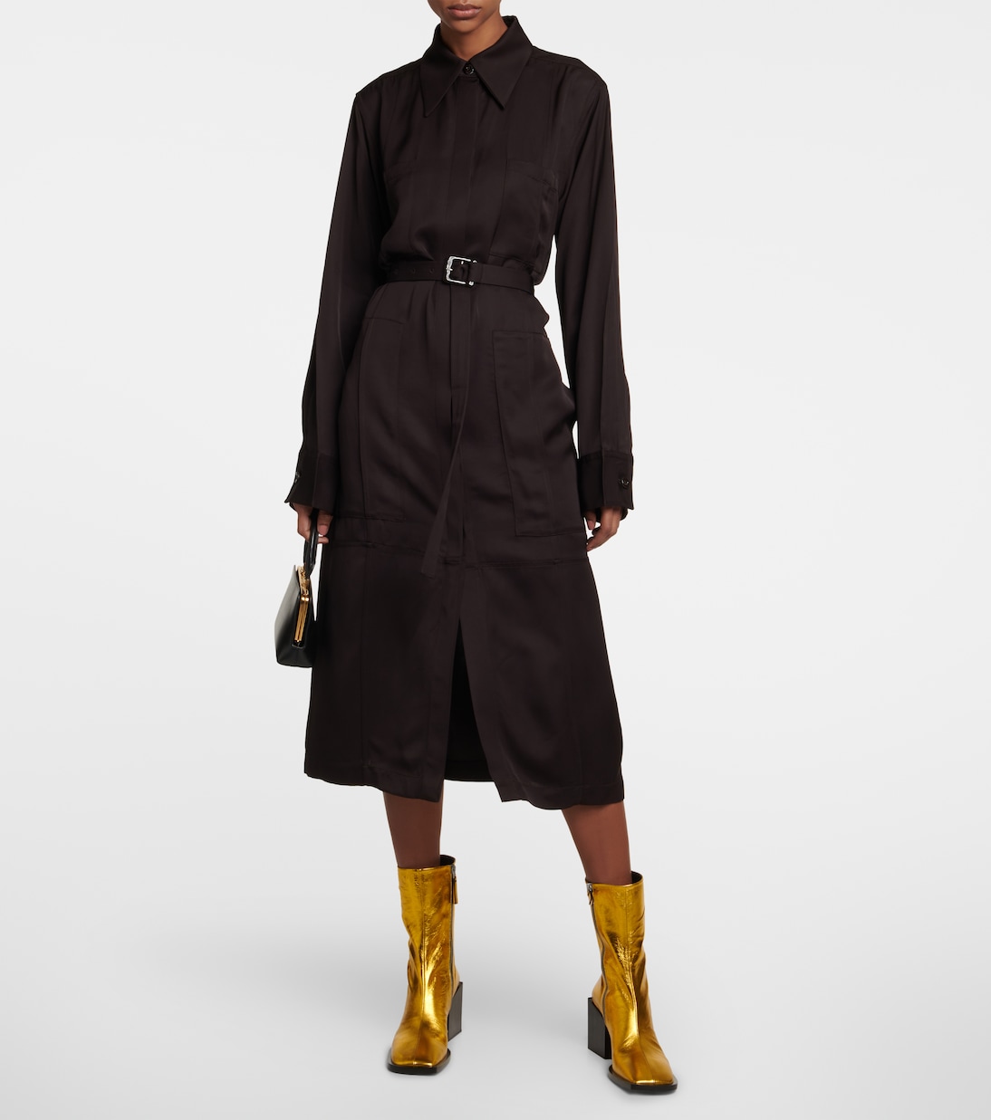 Abito midi in raso con cintura | Jil Sander