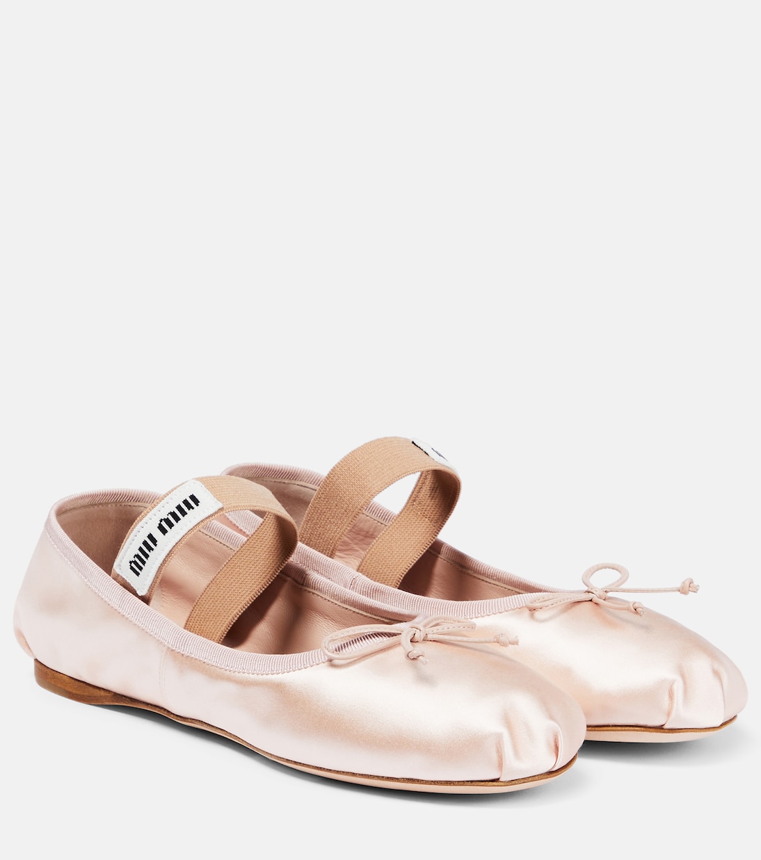Logo satin ballet flats in pink Miu Miu Mytheresa