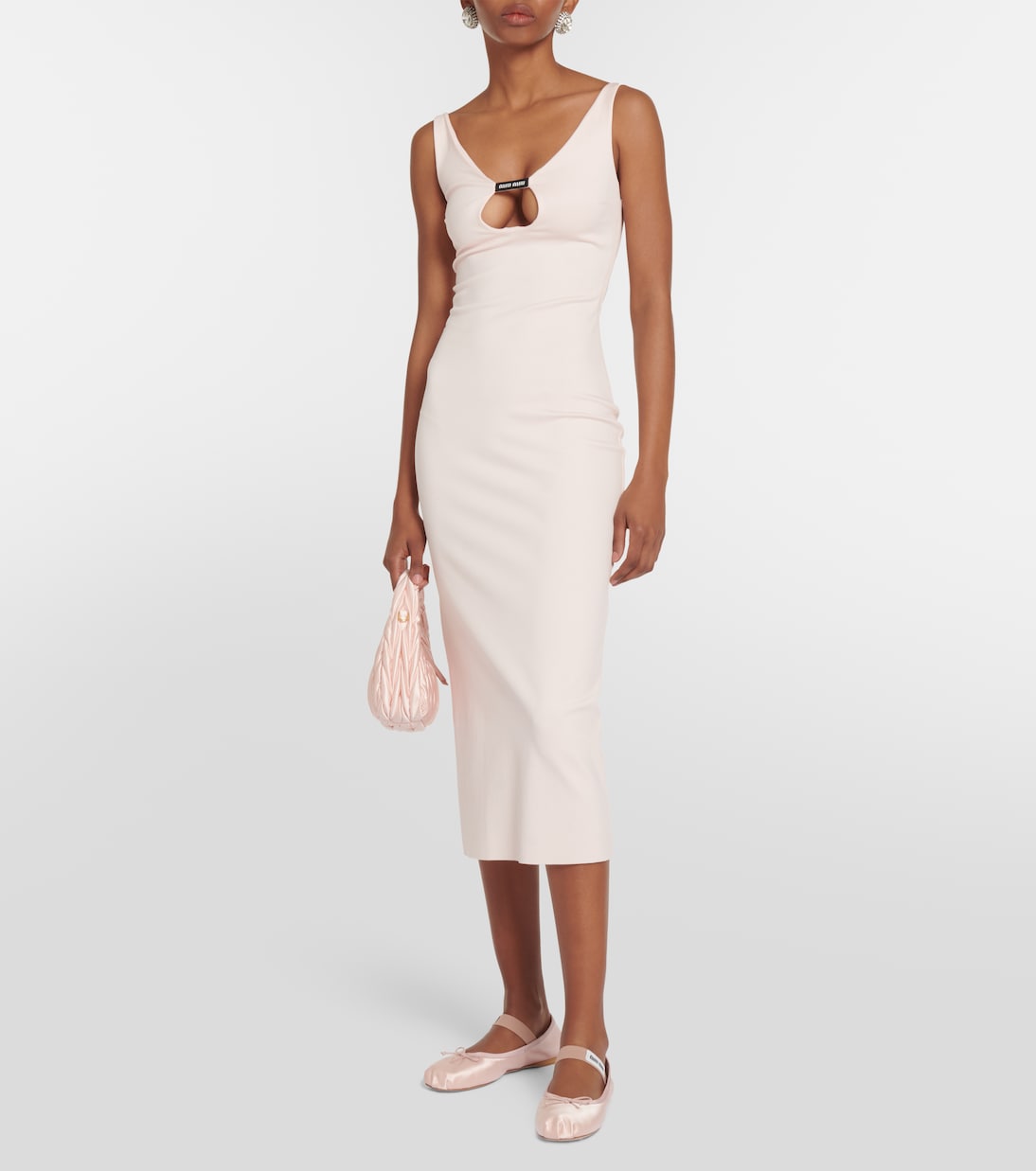 Ballerine in raso con logo | Miu Miu