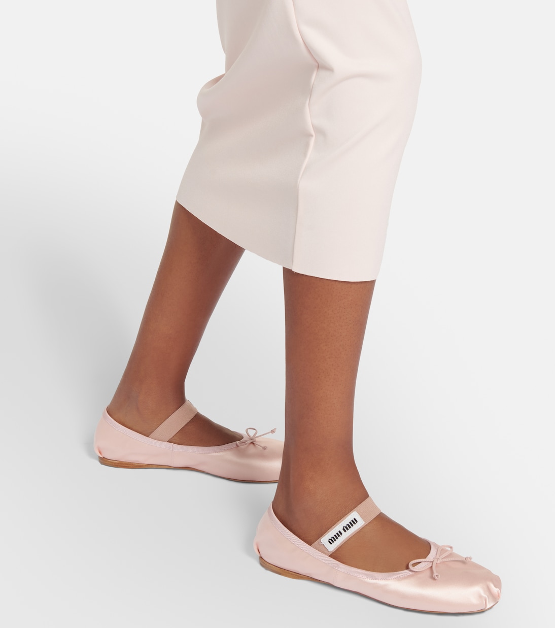 Ballerine in raso con logo | Miu Miu