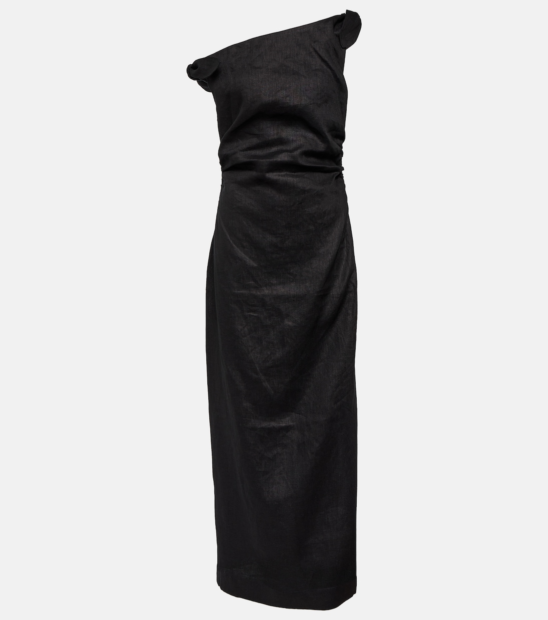 One-shoulder linen maxi dress | SIR