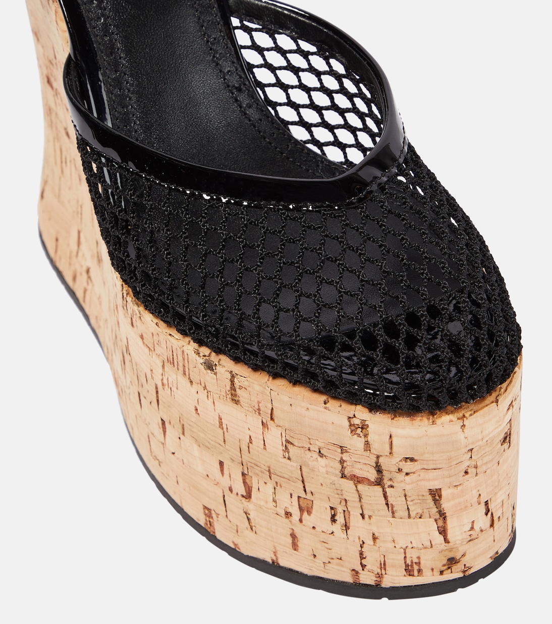 Patent leather and mesh wedge sandals | Alaïa