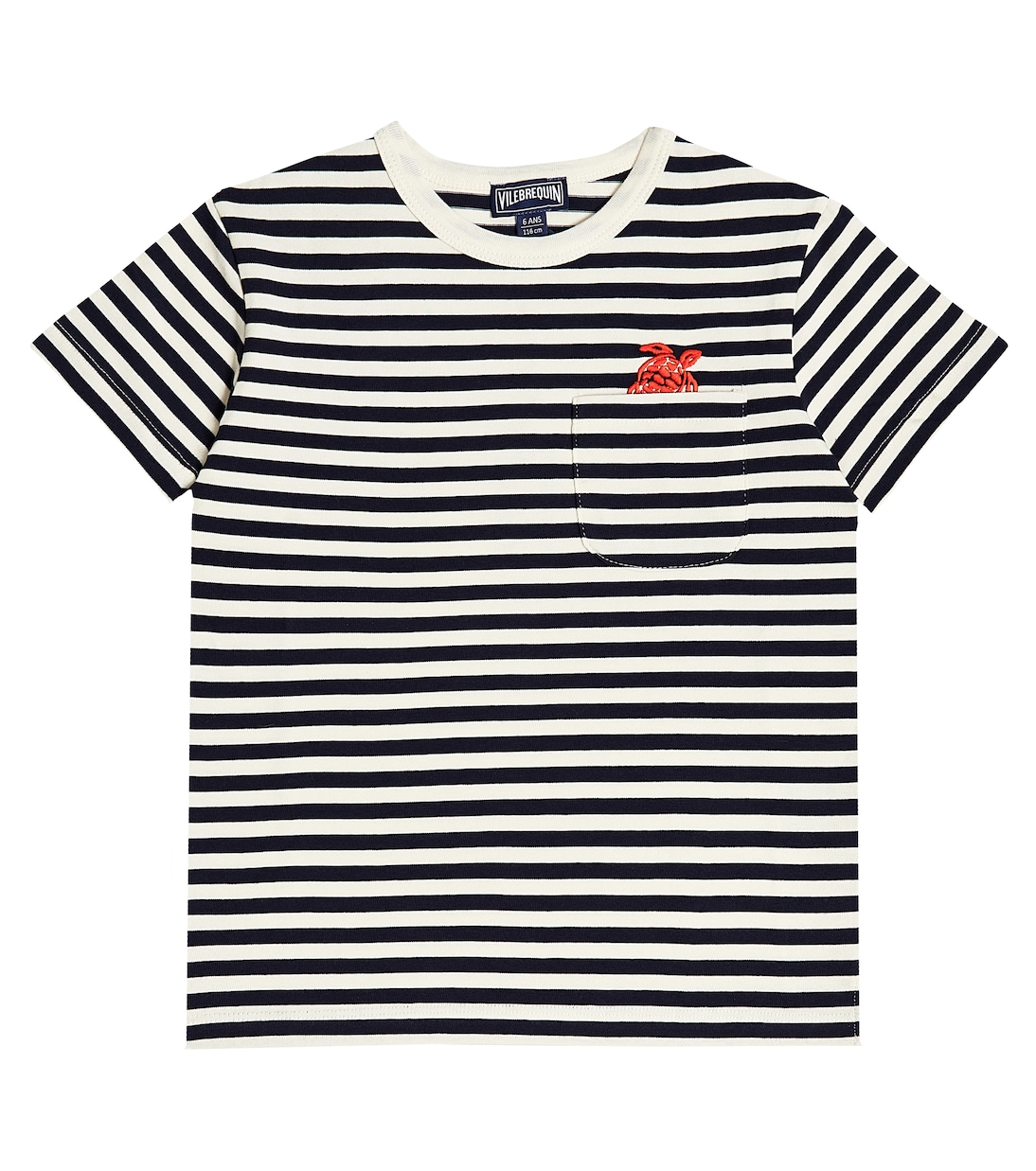 T-shirt in cotone a righe con ricamo | Vilebrequin Kids