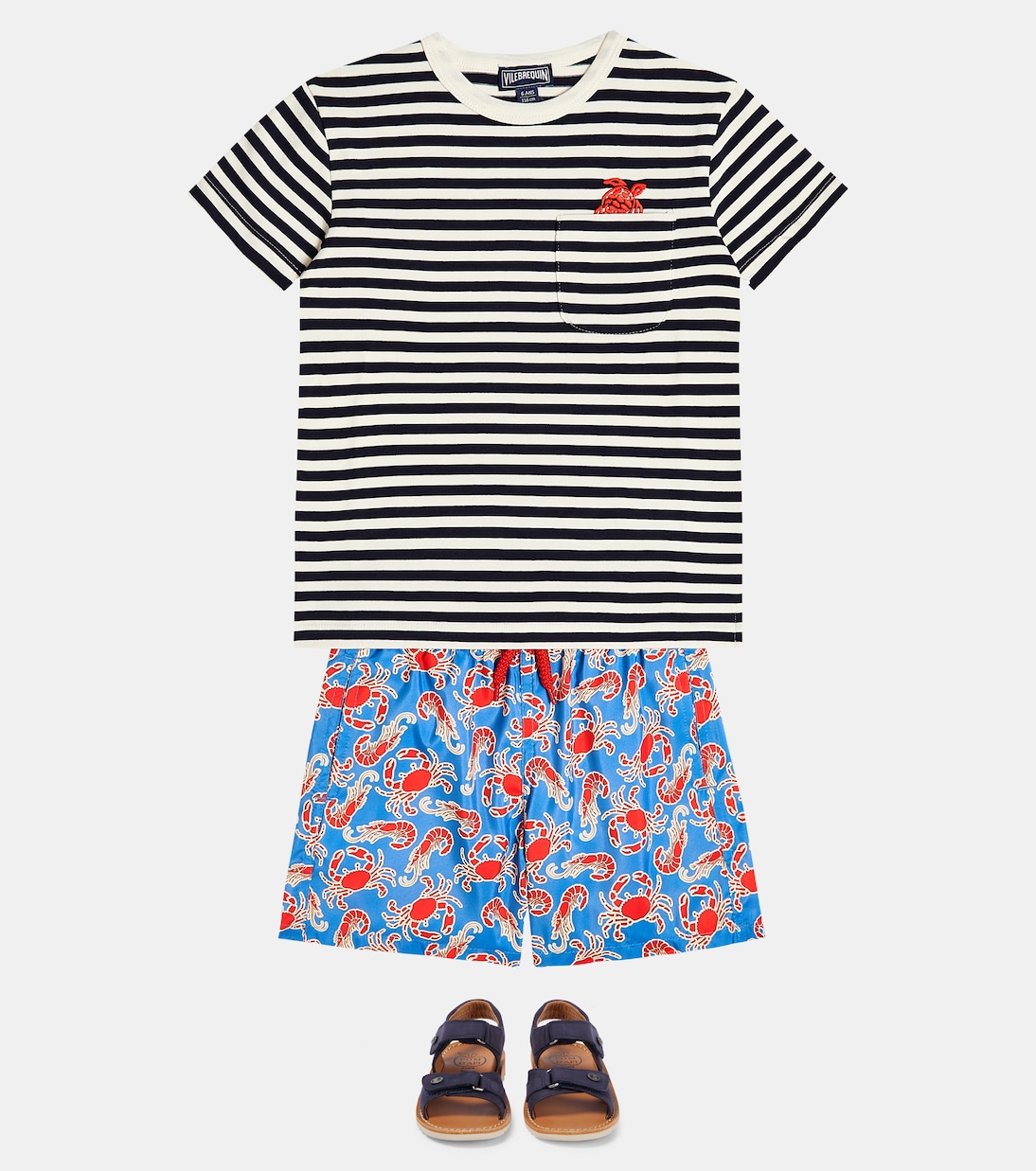 T-shirt in cotone a righe con ricamo | Vilebrequin Kids