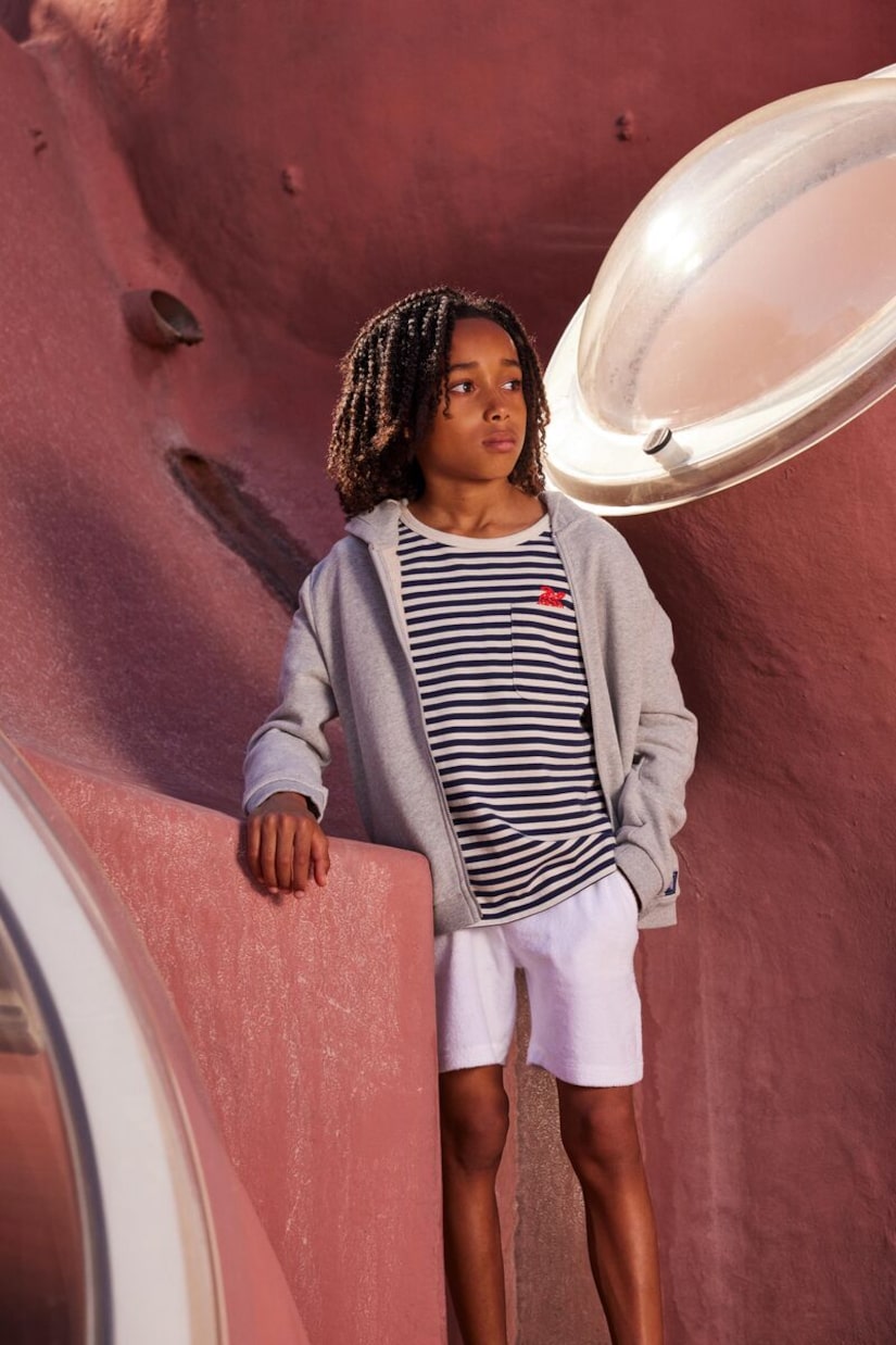 T-shirt in cotone a righe con ricamo | Vilebrequin Kids