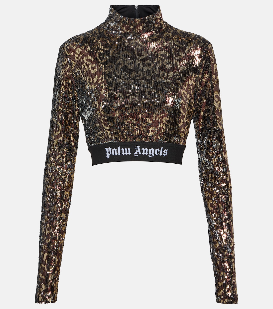 Mockneck sequined crop top | Palm Angels