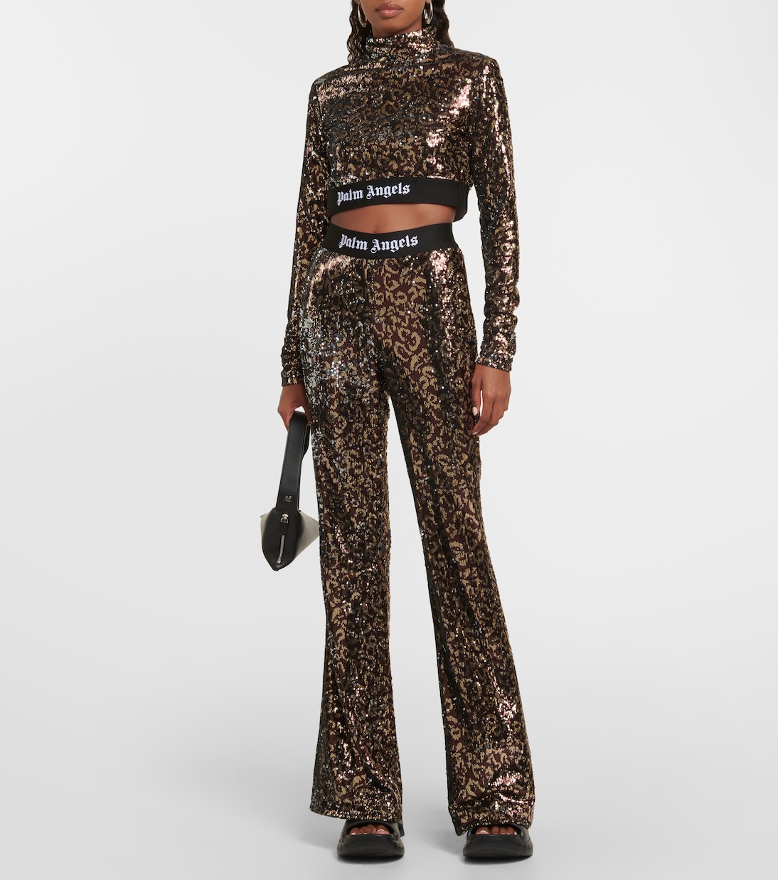 Mockneck sequined crop top | Palm Angels