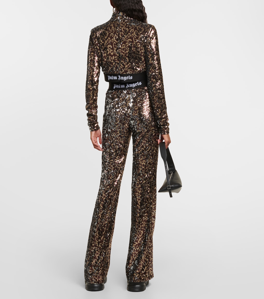 Mockneck sequined crop top | Palm Angels