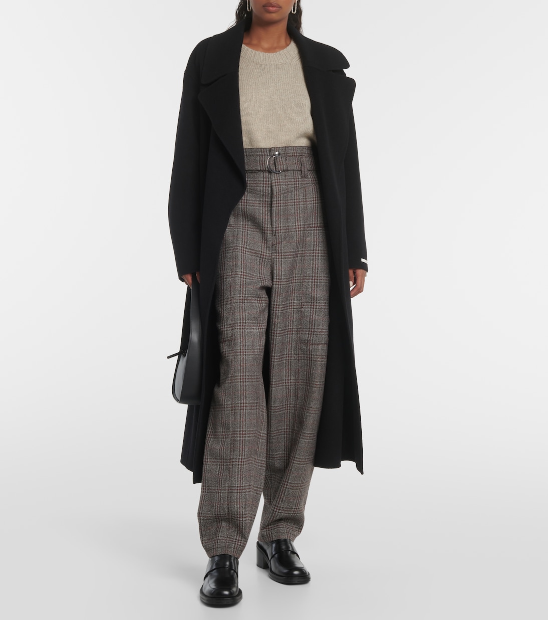 Checked high-rise virgin wool pants | Tod's