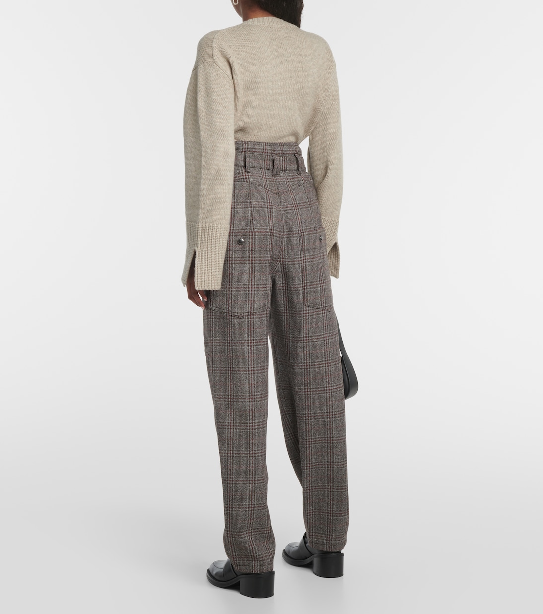 Checked high-rise virgin wool pants | Tod's