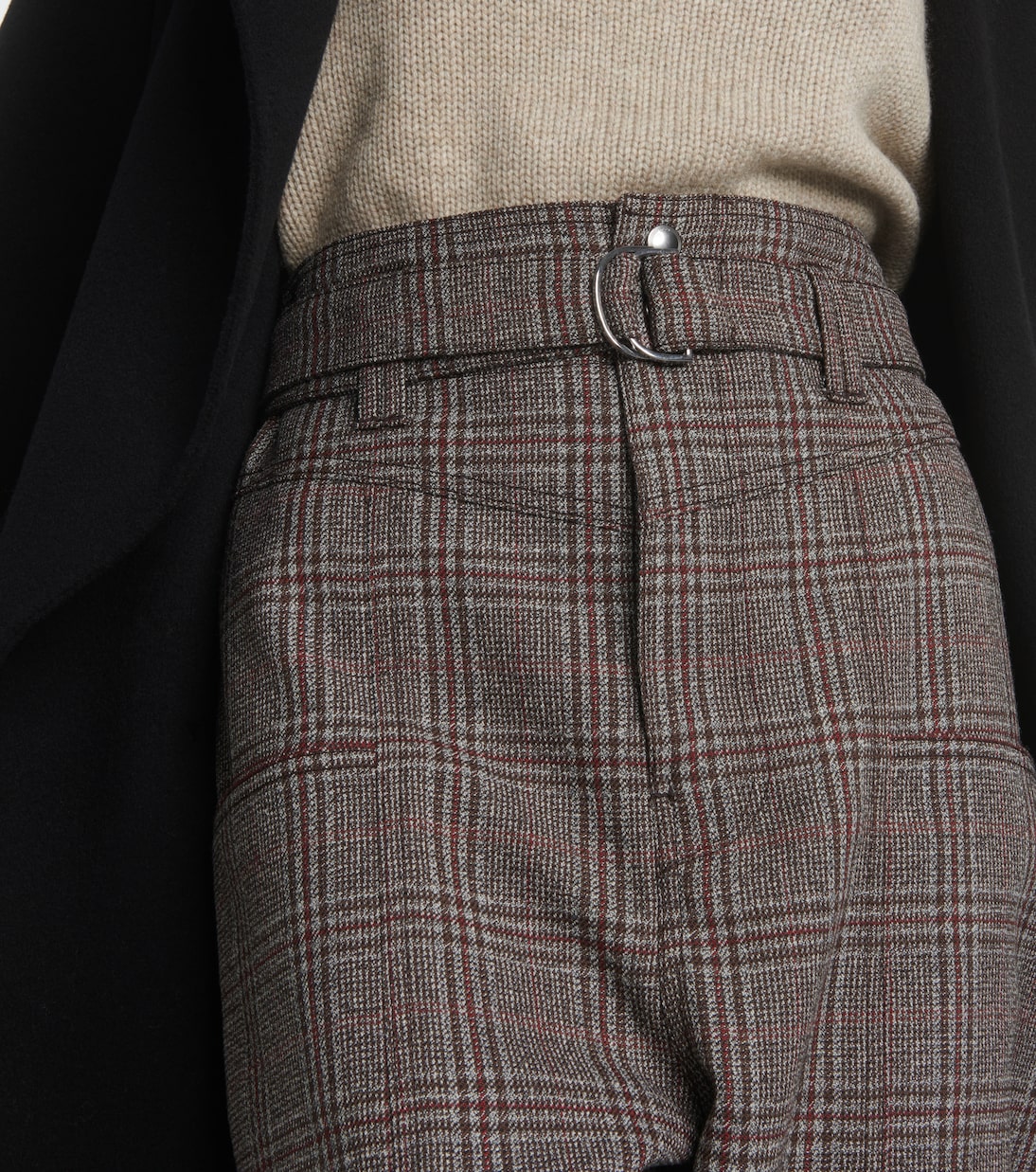 Checked high-rise virgin wool pants | Tod's
