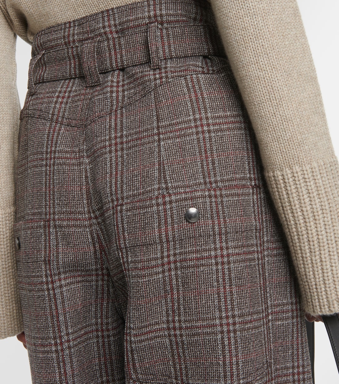 Checked high-rise virgin wool pants | Tod's