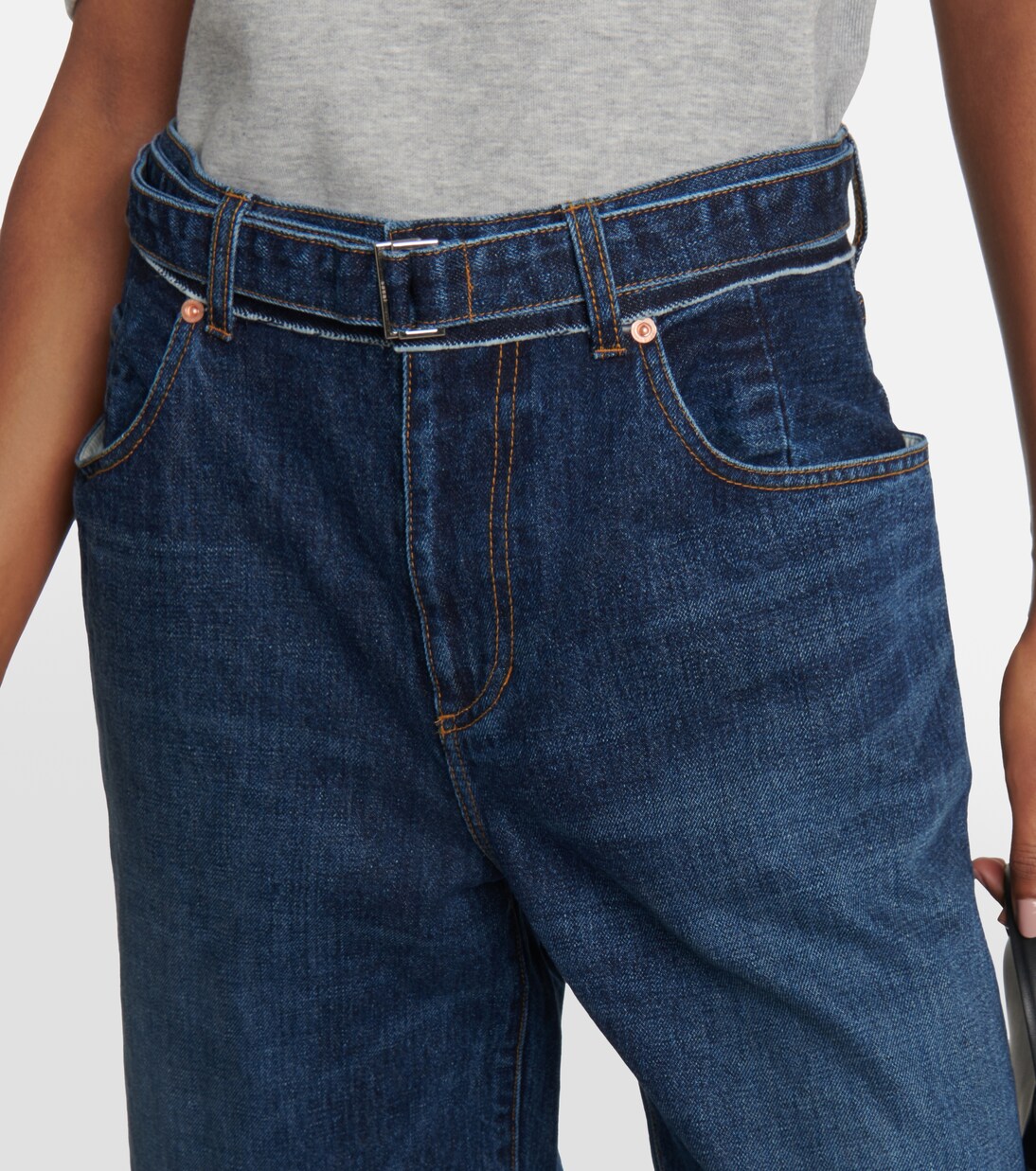 Belted wide-leg jeans | Sacai
