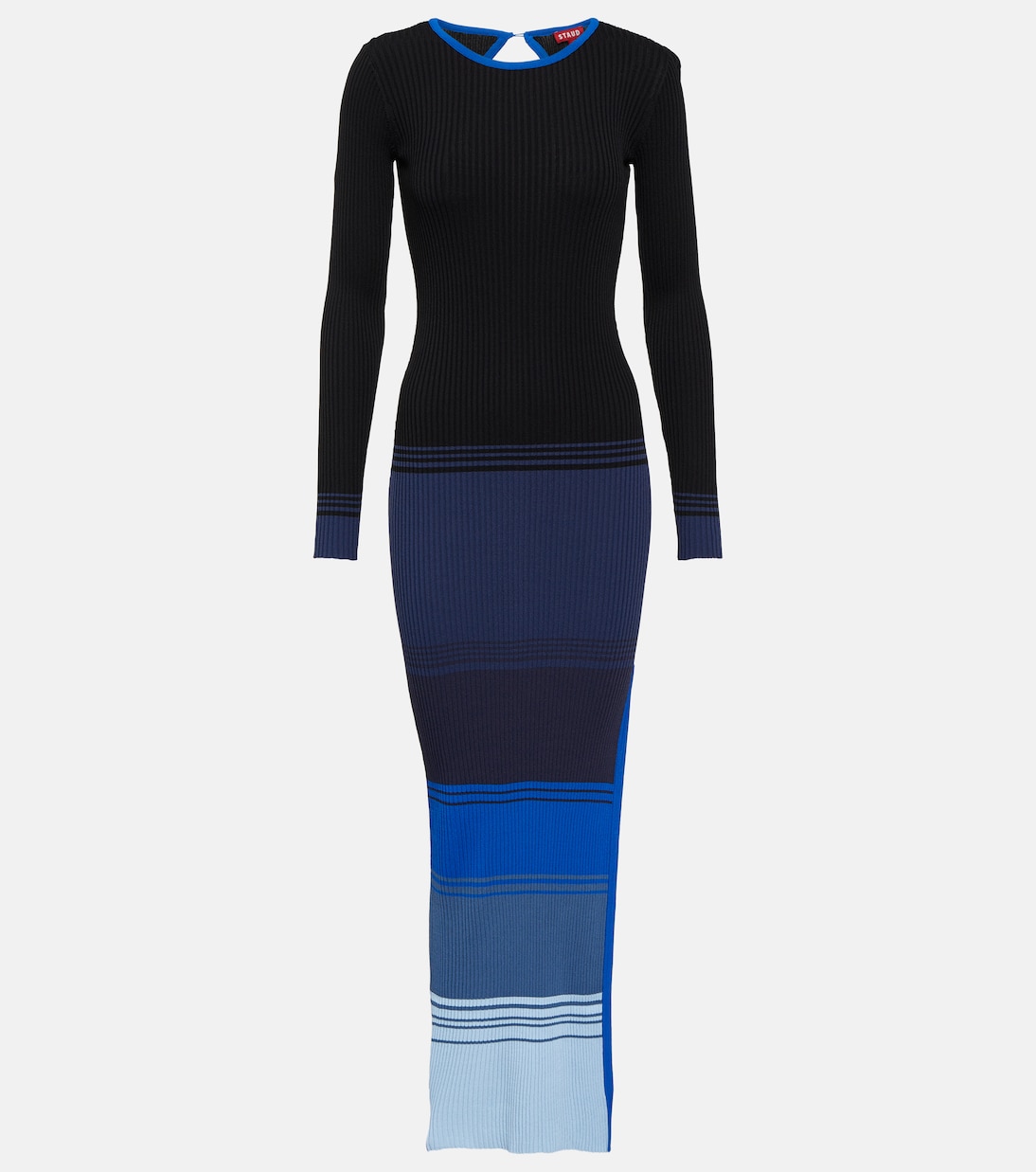 Edna striped ribbed-knit maxi dress | Staud