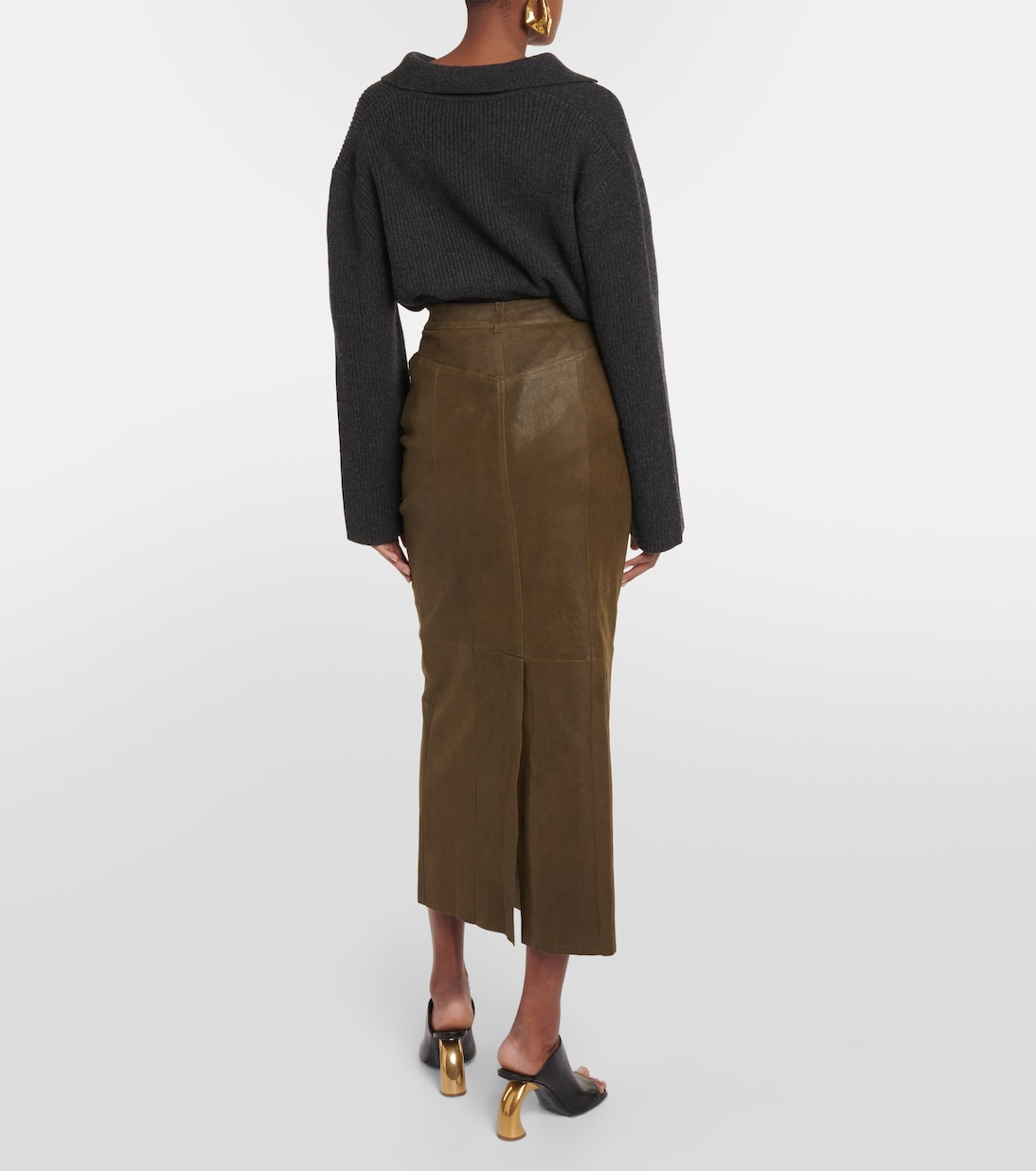 Falda midi Beth de piel | Stouls