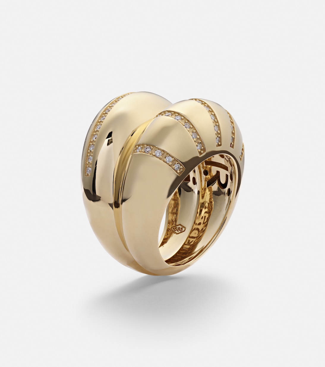 Anello in oro giallo 14kt Apollonia di Lauren Rubinski con diamanti chic per giovani