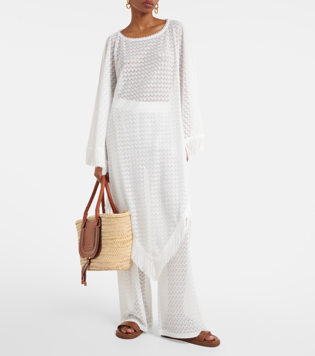 Blair open-knit fringed kaftan | Melissa Odabash