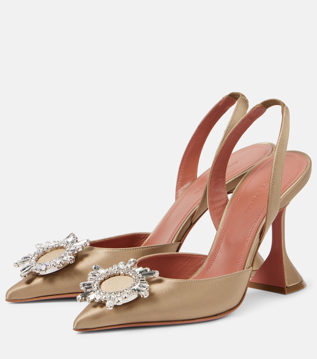 Begum 95 embellished satin slingback pumps | Amina Muaddi