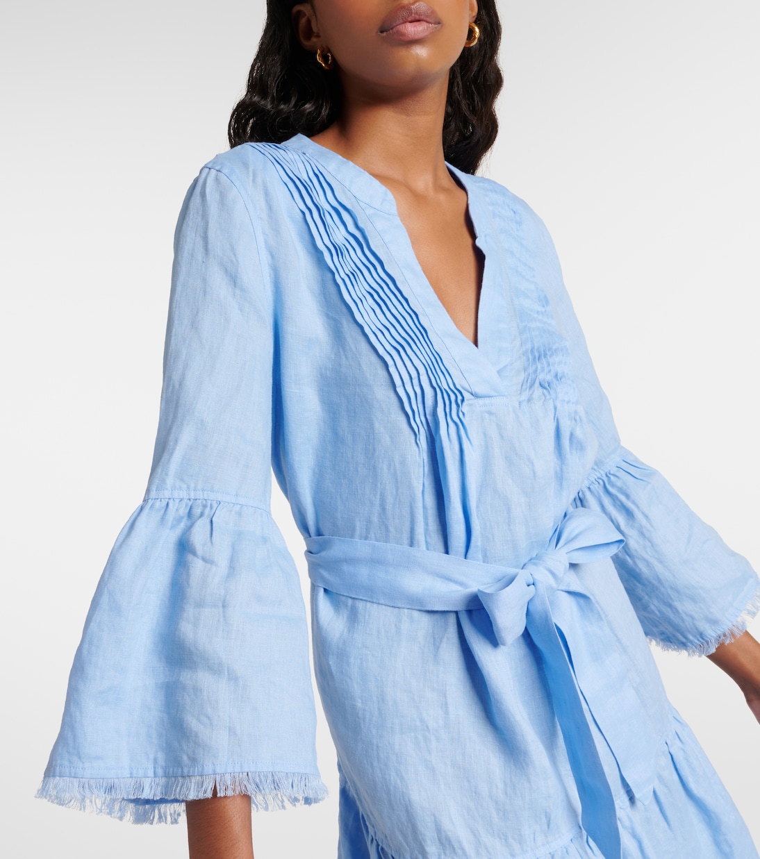 Vestido corto Hydra de lino escalonado | Heidi Klein