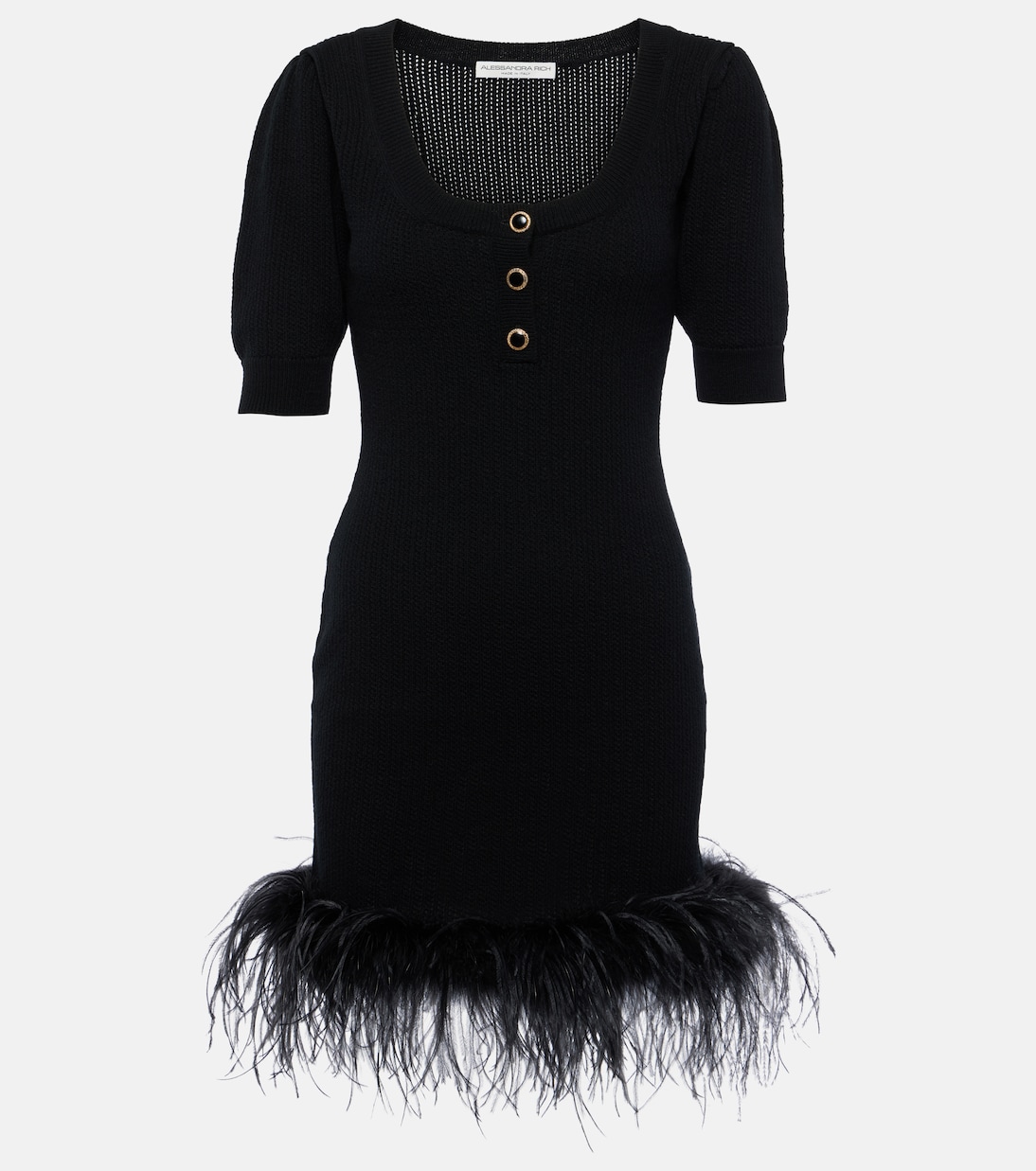 Minikleid aus Wolle mit Federn | Alessandra Rich